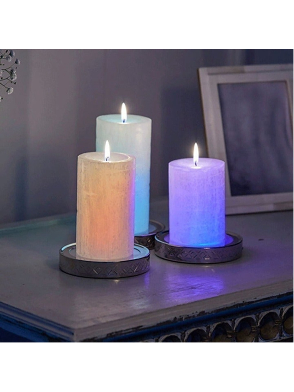 PartyLite Mulitcolor Color Stop Candle Bases set of 3